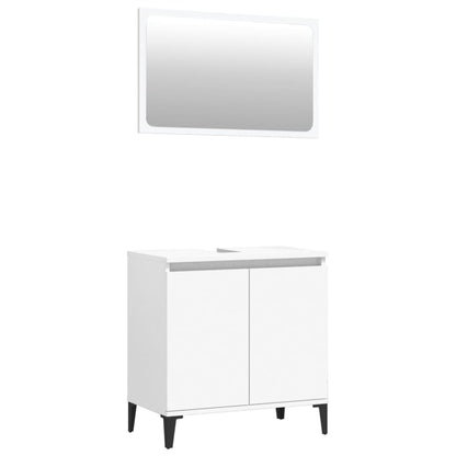 Set Mobili da Bagno 2 pz Bianco in Legno Multistrato