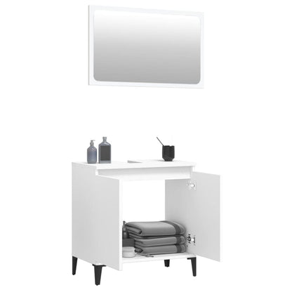Set Mobili da Bagno 2 pz Bianco in Legno Multistrato
