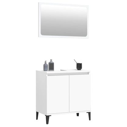 Set Mobili da Bagno 2 pz Bianco in Legno Multistrato