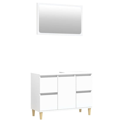 Set Mobili da Bagno 2 pz Bianco in Legno Multistrato