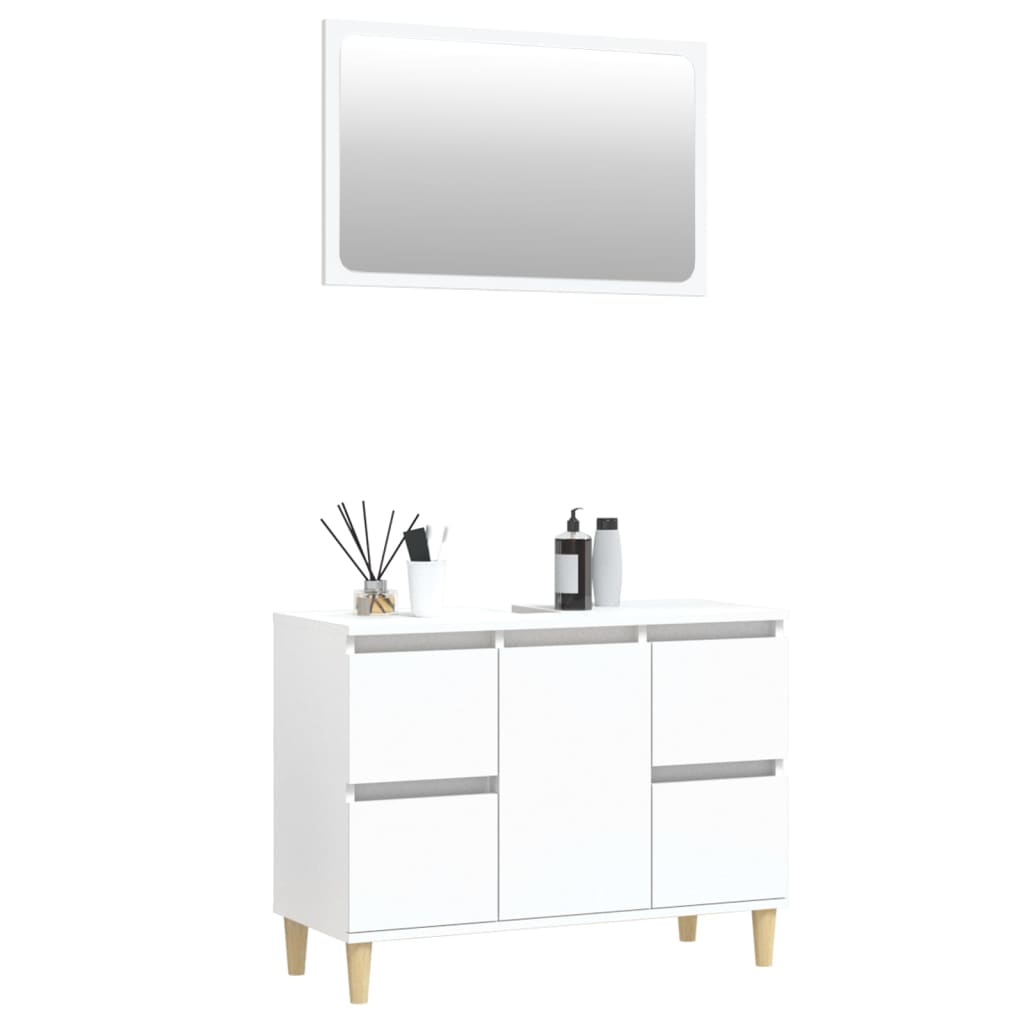 Set Mobili da Bagno 2 pz Bianco in Legno Multistrato