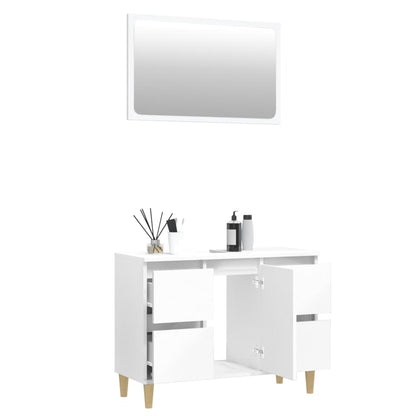 Set Mobili da Bagno 2 pz Bianco in Legno Multistrato
