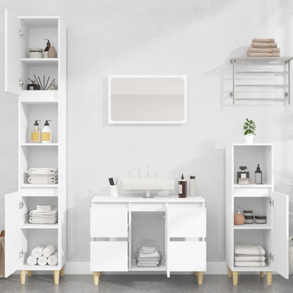 Set Mobili da Bagno 2 pz Bianco in Legno Multistrato