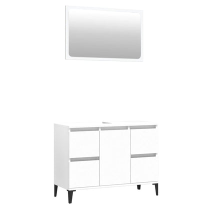 Set Mobili da Bagno 2 pz Bianco in Legno Multistrato