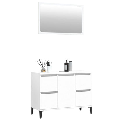 Set Mobili da Bagno 2 pz Bianco in Legno Multistrato