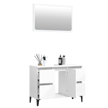 Set Mobili da Bagno 2 pz Bianco in Legno Multistrato