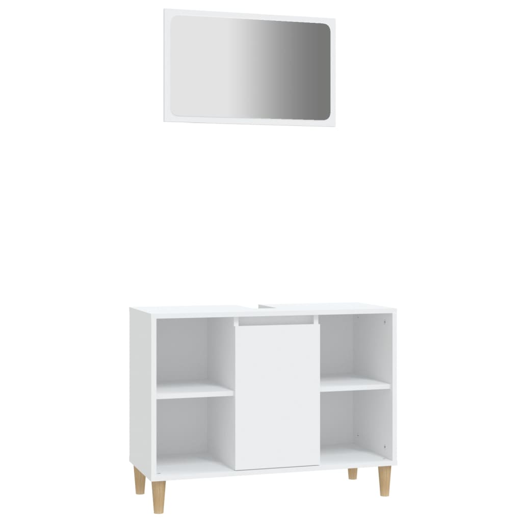 Set Mobili da Bagno 2 pz Bianco in Legno Multistrato