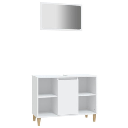 Set Mobili da Bagno 2 pz Bianco in Legno Multistrato