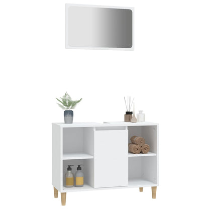 Set Mobili da Bagno 2 pz Bianco in Legno Multistrato