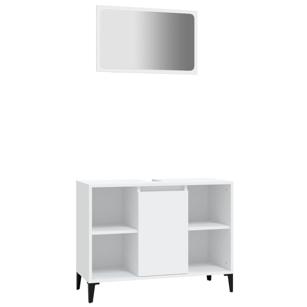 Set Mobili da Bagno 2 pz Bianco in Legno Multistrato