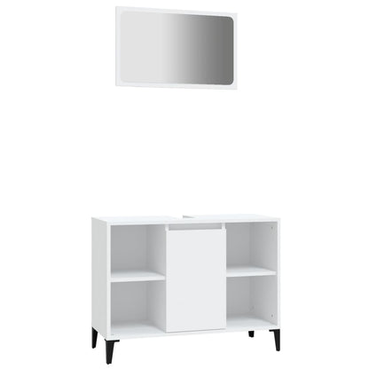 Set Mobili da Bagno 2 pz Bianco in Legno Multistrato