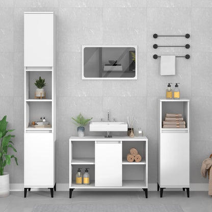 Set Mobili da Bagno 2 pz Bianco in Legno Multistrato