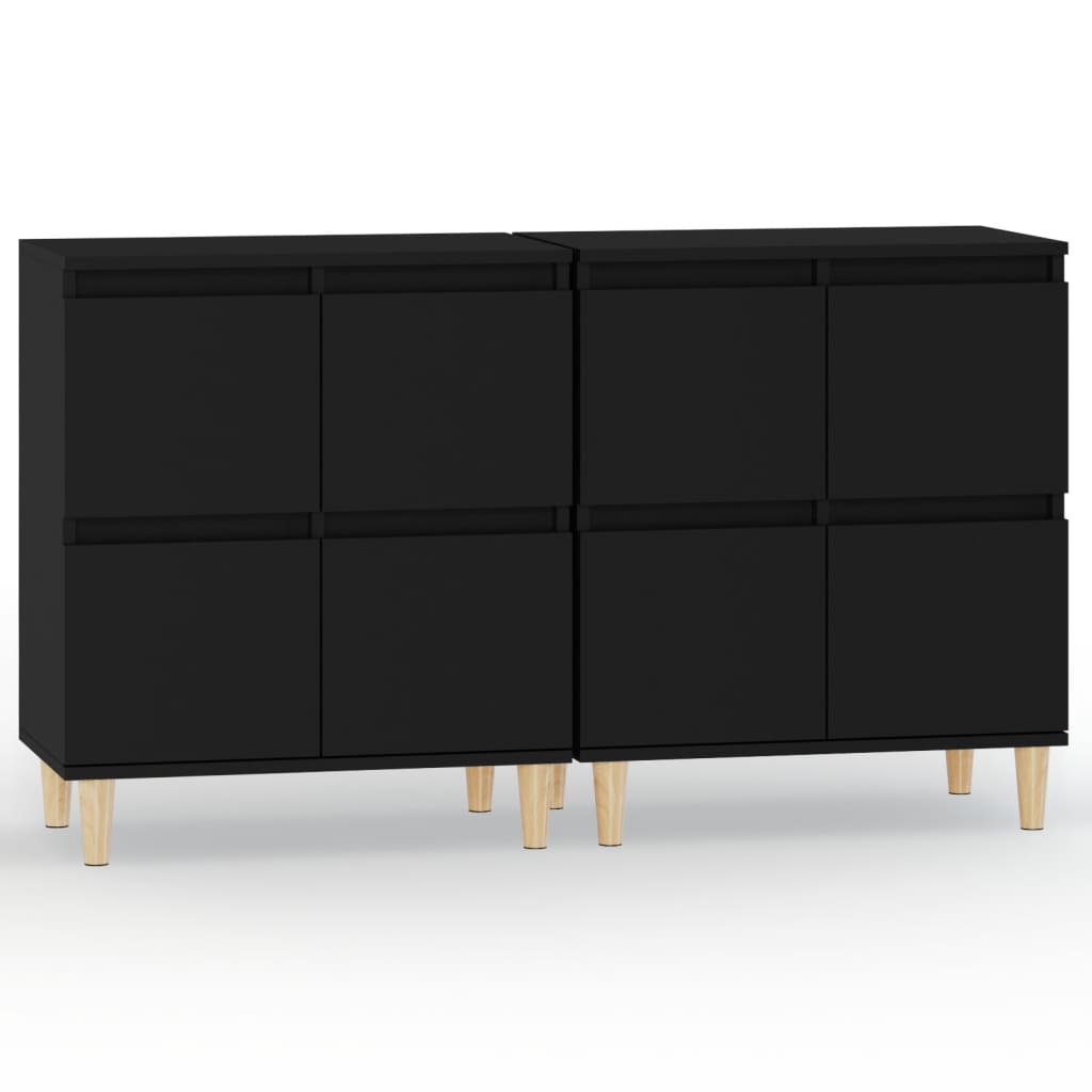 Credenze 2pz Nere 60x35x70 cm in Legno Multistrato