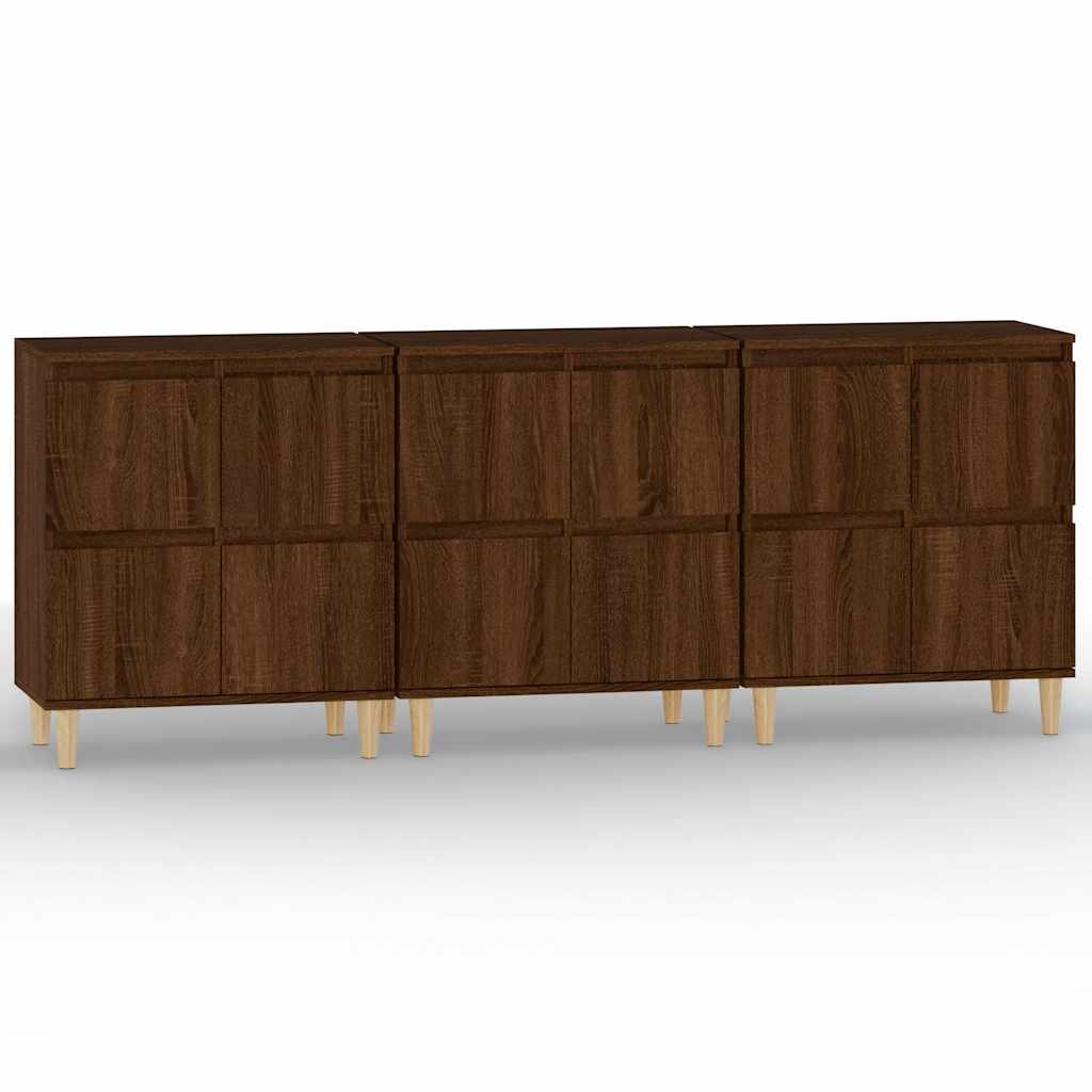Credenze 3pz Rovere Marrone 60x35x70 cm in Legno Multistrato