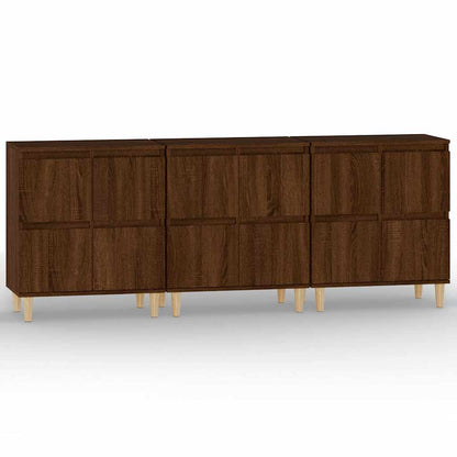 Credenze 3pz Rovere Marrone 60x35x70 cm in Legno Multistrato