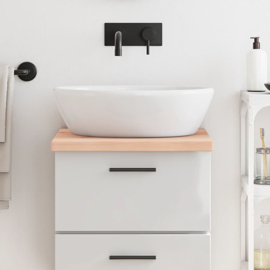 Piano Bagno 40x50x(2-4) cm in Legno Massello Non Trattato