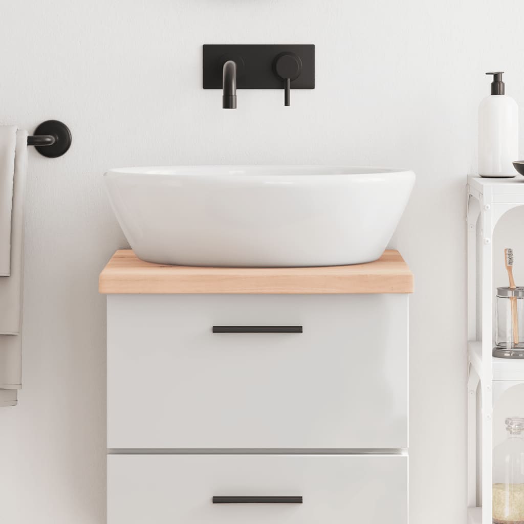 Piano Bagno 40x60x(2-4) cm in Legno Massello Non Trattato