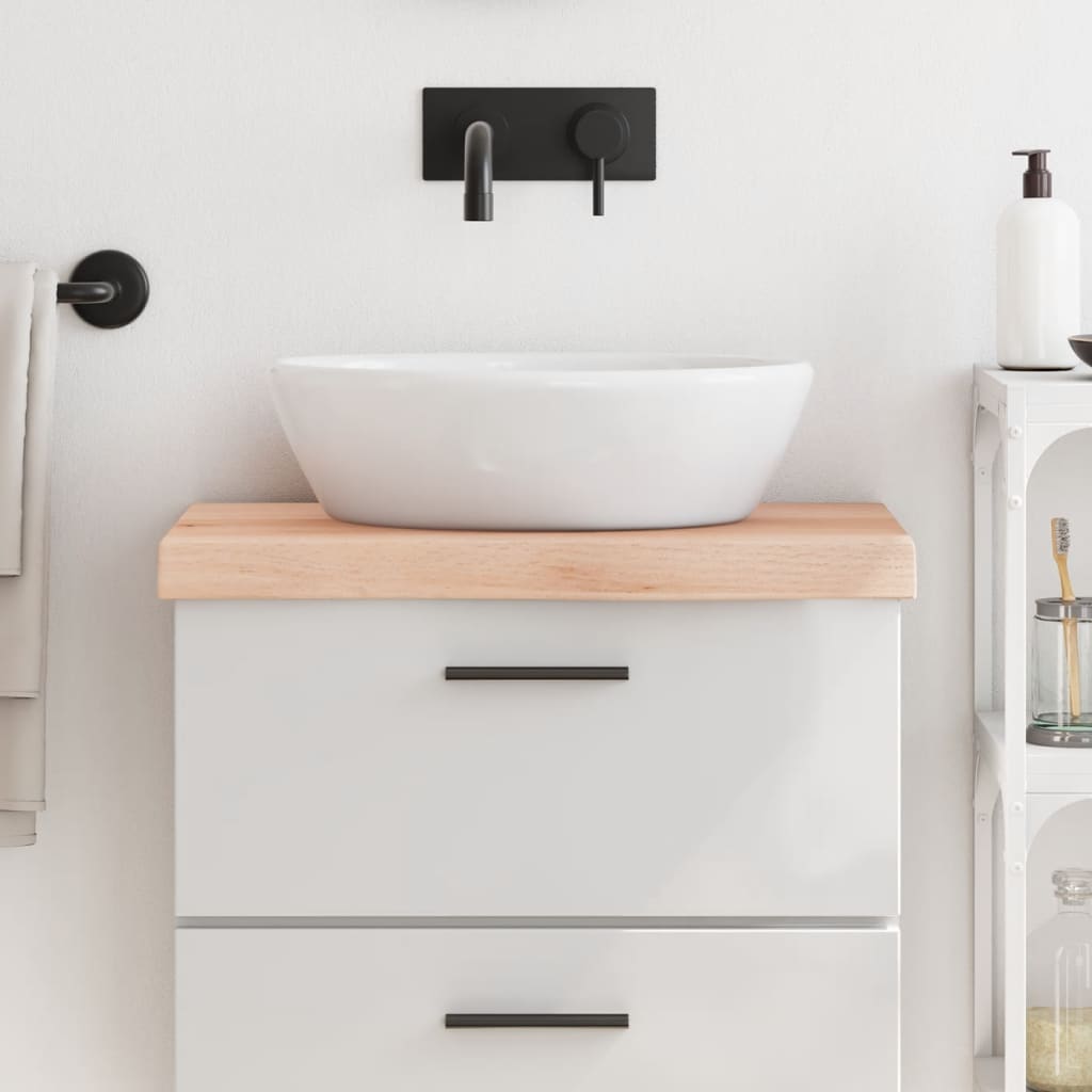 Piano Bagno 60x30x(2-6) cm in Legno Massello Non Trattato