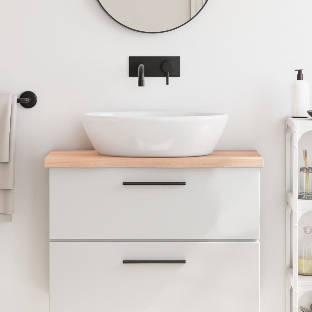 Piano Bagno 80x40x(2-4) cm in Legno Massello Non Trattato