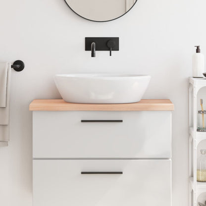 Piano Bagno 80x40x(2-4) cm in Legno Massello Non Trattato