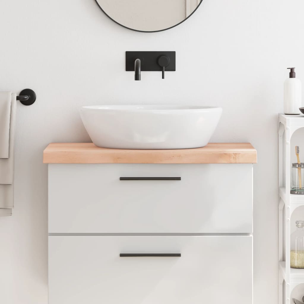 Piano Bagno 80x40x(2-6) cm in Legno Massello Non Trattato