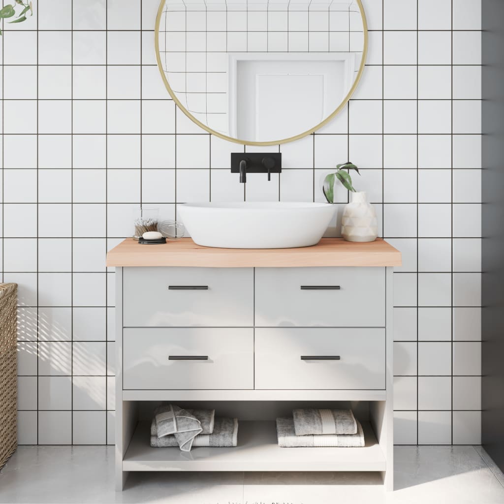 Piano Bagno 100x30x(2-6) cm in Legno Massello Non Trattato