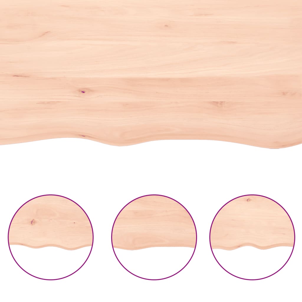 Piano Bagno 100x40x2 cm in Legno Massello Non Trattato