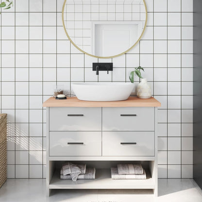 Piano Bagno 100x40x(2-4) cm in Legno Massello Non Trattato