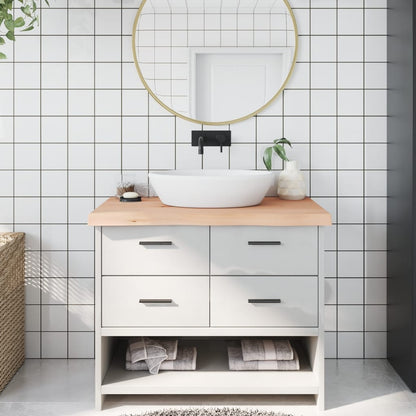 Piano Bagno 100x50x(2-6) cm in Legno Massello Non Trattato