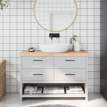 Piano Bagno 120x40x(2-6) cm in Legno Massello Non Trattato