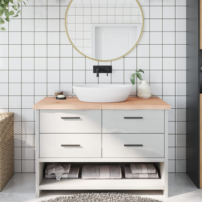 Piano Bagno 120x60x(2-4) cm in Legno Massello Non Trattato