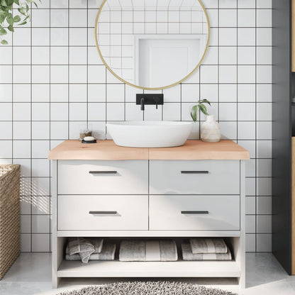 Piano Bagno 120x60x(2-6) cm in Legno Massello Non Trattato