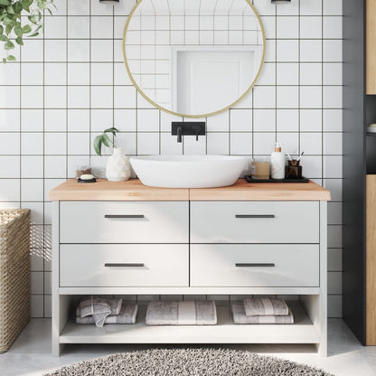 Piano Bagno 140x40x(2-6) cm in Legno Massello Non Trattato