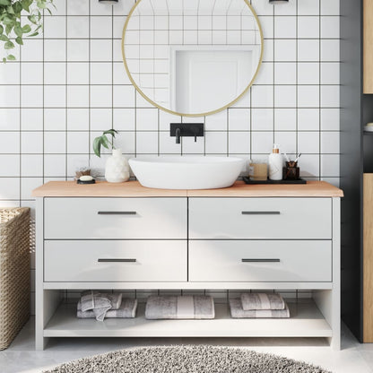 Piano Bagno 160x30x(2-4) cm in Legno Massello Non Trattato