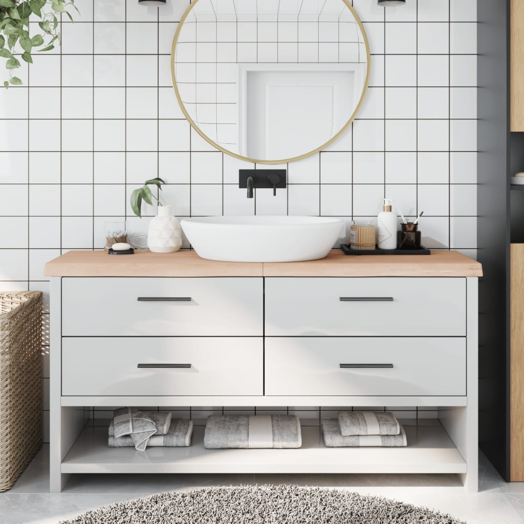 Piano Bagno 160x40x(2-6) cm in Legno Massello Non Trattato
