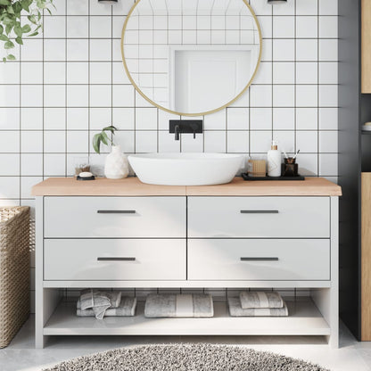 Piano Bagno 160x40x(2-6) cm in Legno Massello Non Trattato
