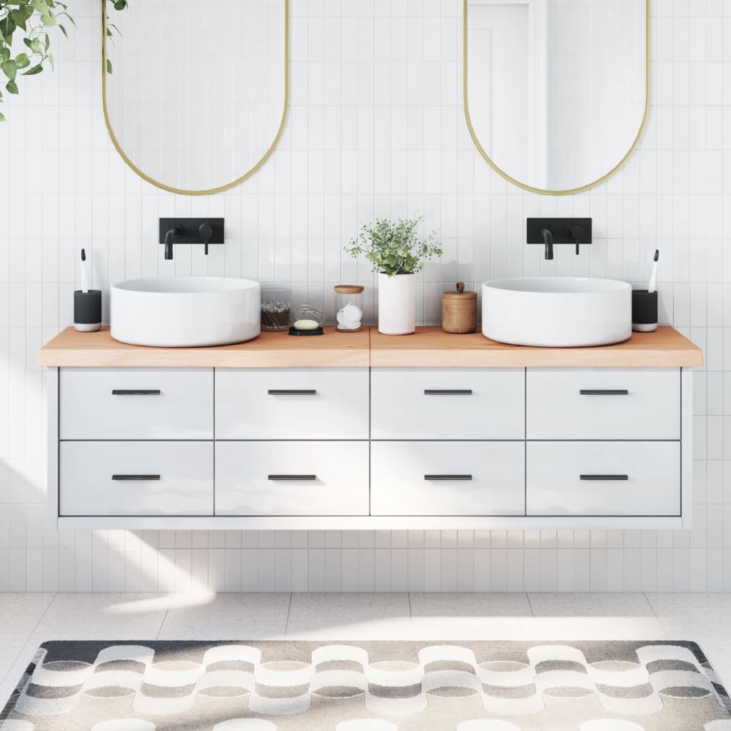 Piano Bagno 180x30x(2-6) cm in Legno Massello Non Trattato