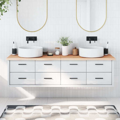 Piano Bagno 180x40x(2-4) cm in Legno Massello Non Trattato