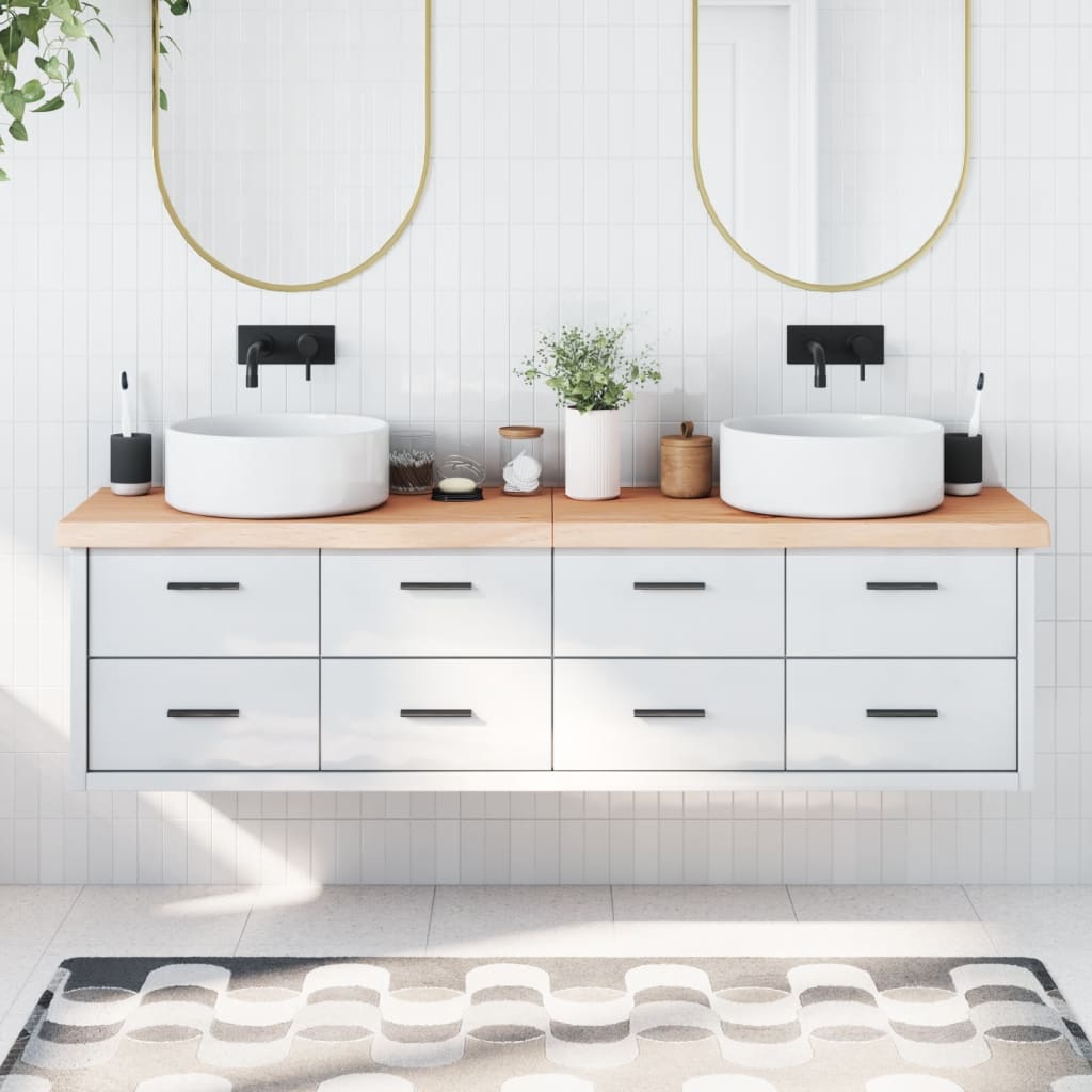 Piano Bagno 180x50x(2-6) cm in Legno Massello Non Trattato