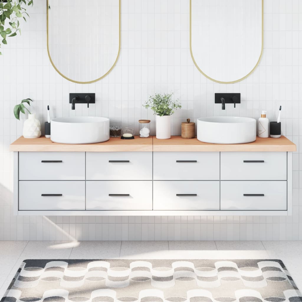 Piano Bagno 200x50x(2-6) cm in Legno Massello Non Trattato
