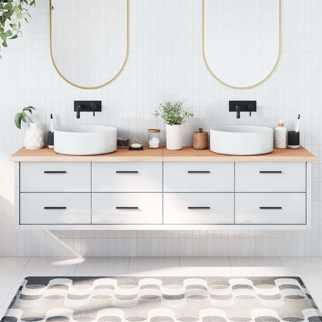 Piano Bagno 200x60x(2-4) cm in Legno Massello Non Trattato
