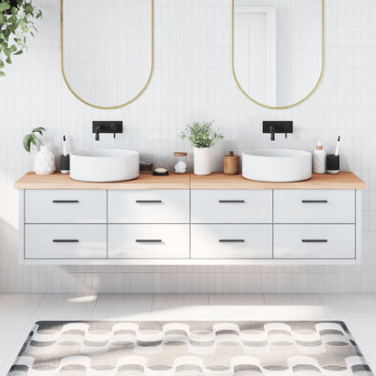 Piano Bagno 220x50x(2-4) cm in Legno Massello Non Trattato
