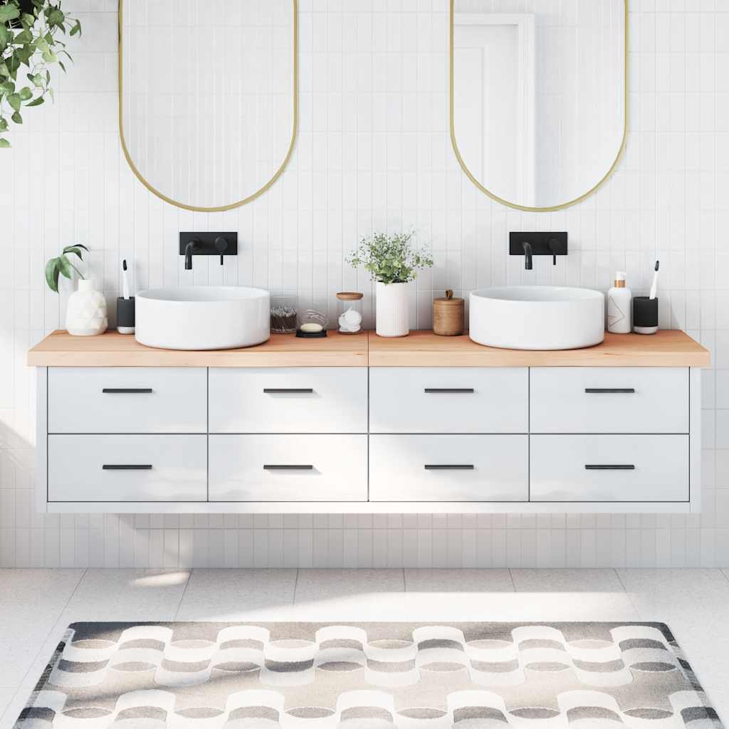 Piano Bagno 220x60x(2-6) cm in Legno Massello Non Trattato