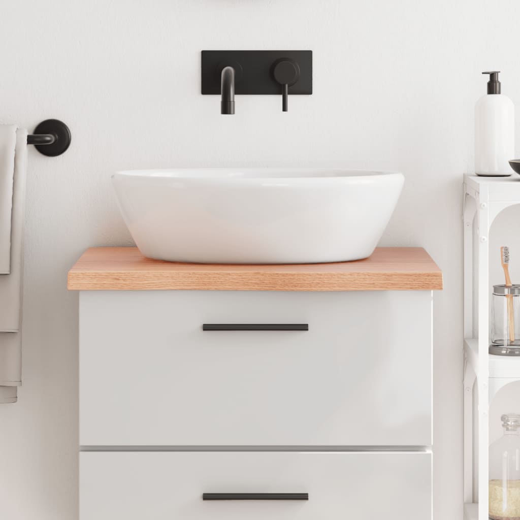 Piano Bagno Marrone 60x50x(2-4) cm Legno Massello Trattato