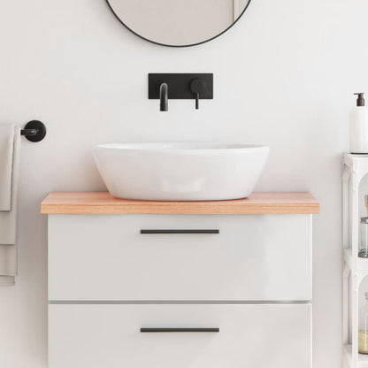 Piano Bagno Marrone 80x30x(2-4) cm Legno Massello Trattato