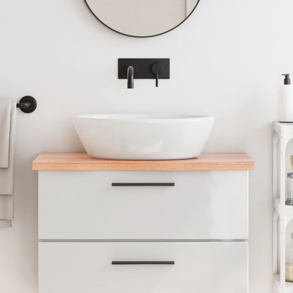 Piano Bagno Marrone 80x40x(2-4) cm Legno Massello Trattato