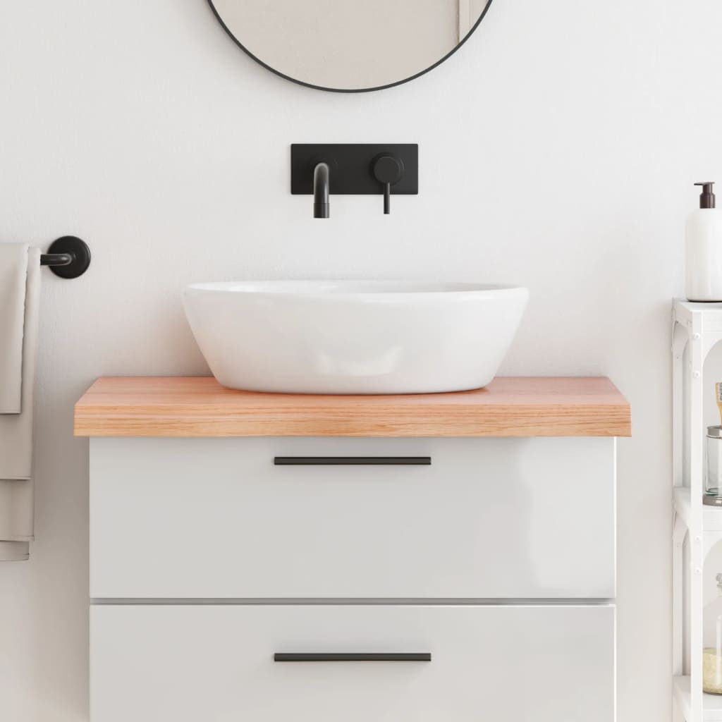 Piano Bagno Marrone 80x60x(2-6) cm Legno Massello Trattato