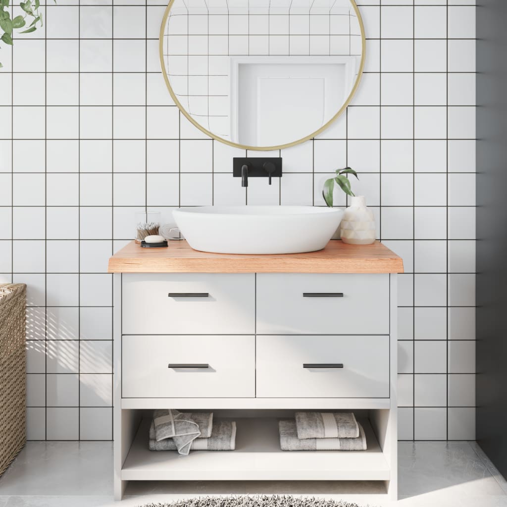 Piano Bagno Marrone 100x40x(2-6) cm Legno Massello Trattato