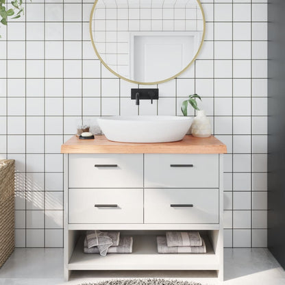 Piano Bagno Marrone 100x50x(2-6) cm Legno Massello Trattato