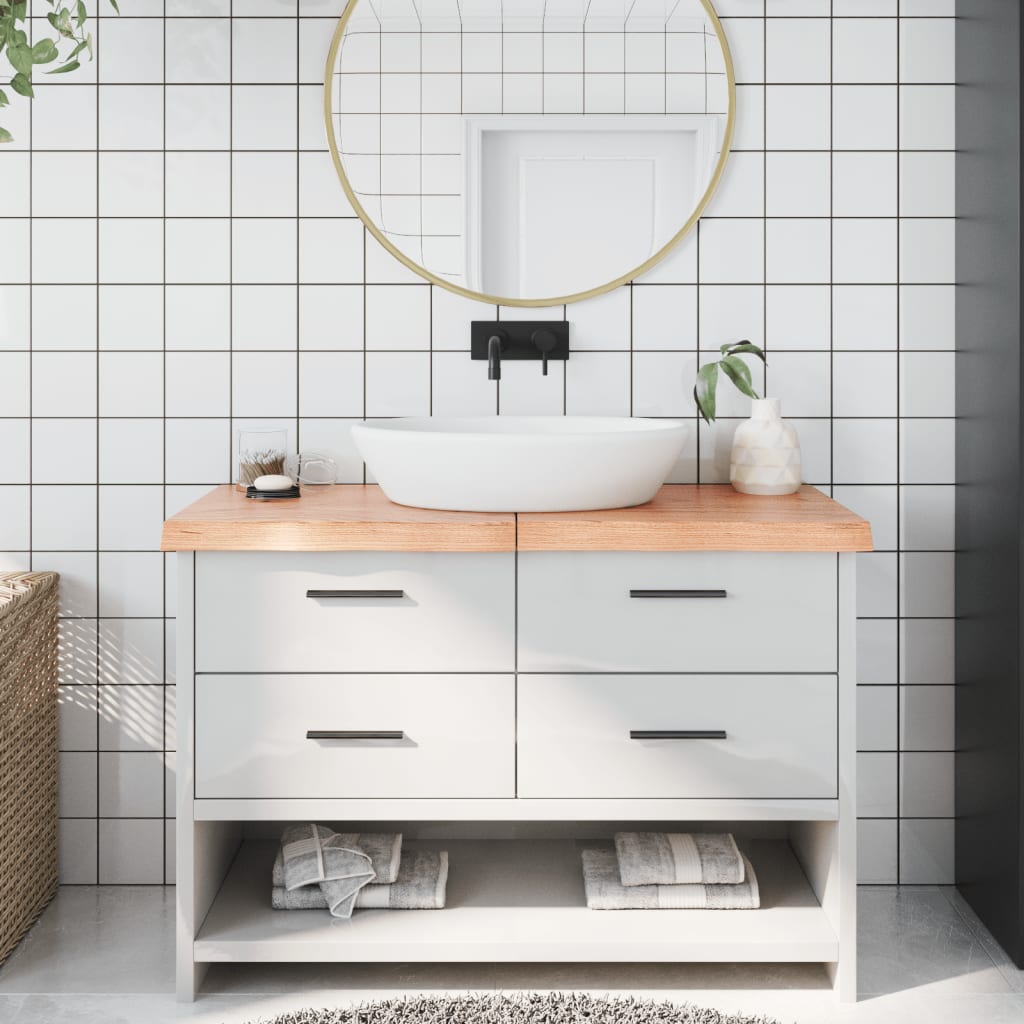 Piano Bagno Marrone 120x40x(2-6) cm Legno Massello Trattato